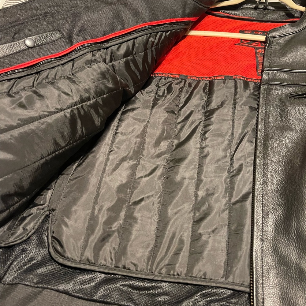 ZIR LEATHER MOTORCYCLE JACKET 3X - Picture 5 of 12